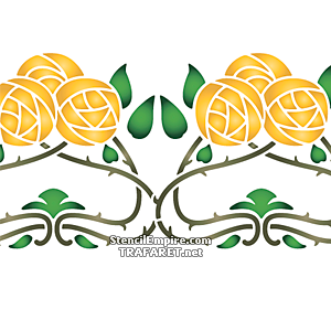 Gelbe Rosen im Jugendstil B - Schablone für die Dekoration