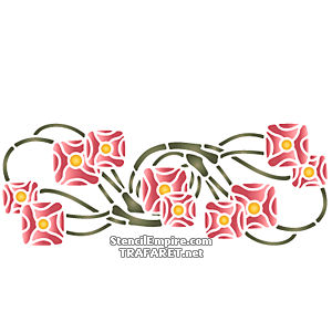 Rosen-Zweigen im Jugendstil 1A - Schablone für die Dekoration