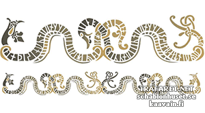 Bordürenmotiv der Wikinger mit Schlangen  - Schablone für die Dekoration