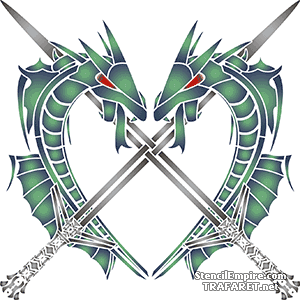 Schwerter und Drachen - Schablone für die Dekoration