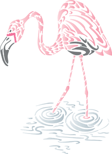 Wasser mit Flamingo - Schablone für die Dekoration