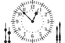 Stundenzifferblatt und Zeiger 6 - schablonen von verschiedenen objekten