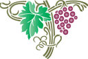 Weintraube und Weinrebe - schablonen für die frucht malen