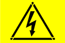 Hochspannung - schablonen mit zeichen und logo
