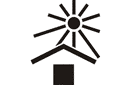 Vor Hitze schützen - schablonen mit zeichen und logo