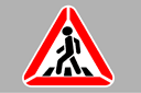 Fußgängerübergang - schablonen mit zeichen und logo