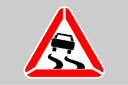 Glatte Fahrbahn - schablonen mit zeichen und logo