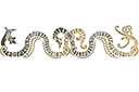 Bordürenmotiv der Wikinger mit Schlangen  - schablonen mit die zeichnungen der wikinger