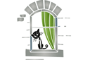 Katze auf der Fensterbank 05 - schablonen von gebäuden und architektur Katze auf der Fensterbank 05 - schablonen von gebäuden und architektur