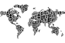 Weltkarte 04 - schablonen von verschiedenen objekten