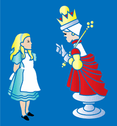 Alice mit der Königin - Schablone für die Dekoration