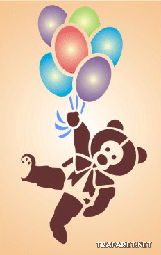 Teddybär mit Luftballons - Schablone für die Dekoration
