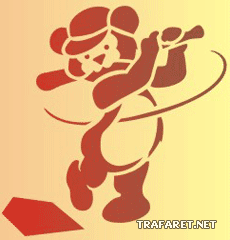 Teddybär mit Baseballschläger - Schablone für die Dekoration