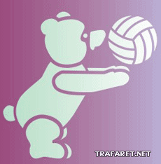 Teddybär mit Volleyballball - Schablone für die Dekoration