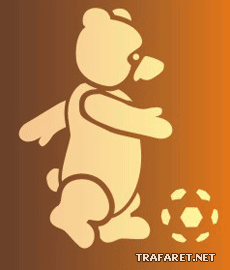 Teddybär mit Fußball Ball - Schablone für die Dekoration