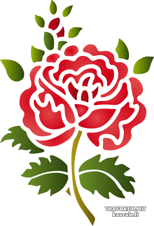 Rose im Folk-Stil 11a - Schablone für die Dekoration