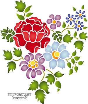 Blumenstrauß im Folk-Style 26a - Schablone für die Dekoration