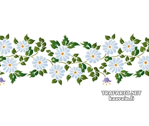 Bordürenmotiv mit Kamille im Folk-Style - Schablone für die Dekoration