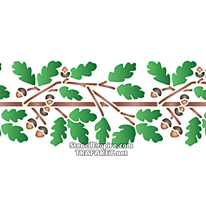 Bordürenmuster - Zweige der Eiche mit Eicheln - Schablone für die Dekoration