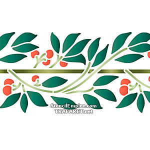 Bordürenmuster mit Zweige und Beeren - Schablone für die Dekoration