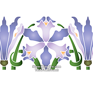 Blau-lila Schwertlilien - Schablone für die Dekoration