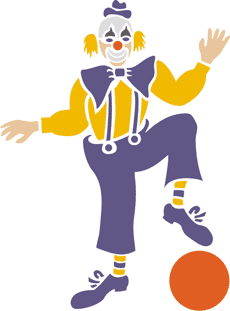 Clown mit Ball - Schablone für die Dekoration