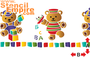 Kleinbären und Buchstaben - Schablone für die Dekoration