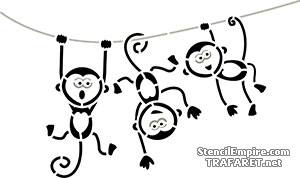 Drei lustige Affen - Schablone für die Dekoration